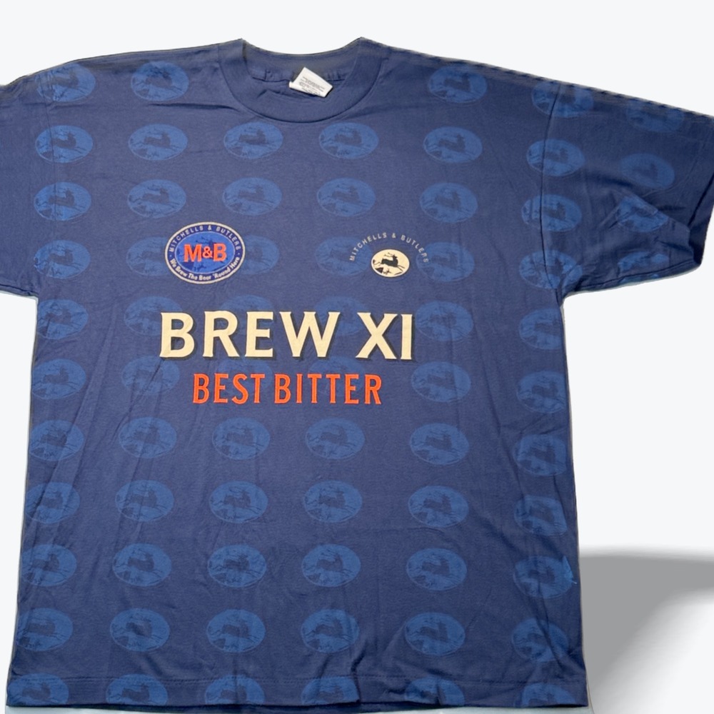 Vintage Screen Stars T-Shirt All Over Print Mitchells & Butlers Brew XI XL